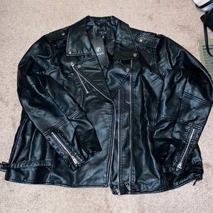 Black zip leather jacket